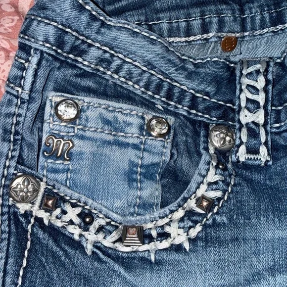 Miss Me Blue Denim Jeans with Braided Detail - Picture 4 of 9